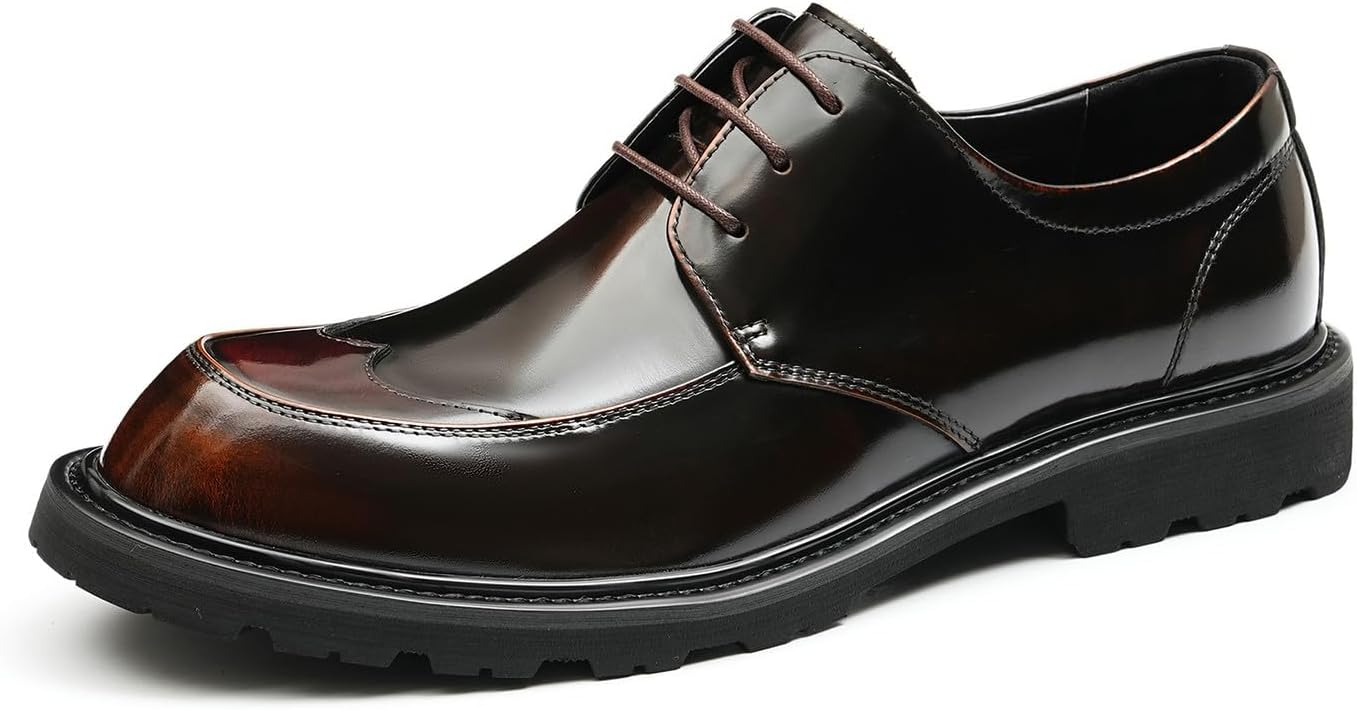 

Мужские оксфорды Santimon из лакированной кожи- модные и комфортные туфли с крыльями и брогированием, подходящие для выпускного вечера, костюма, смокинга, свадьбы и делового или повседневного ношения, коричневый