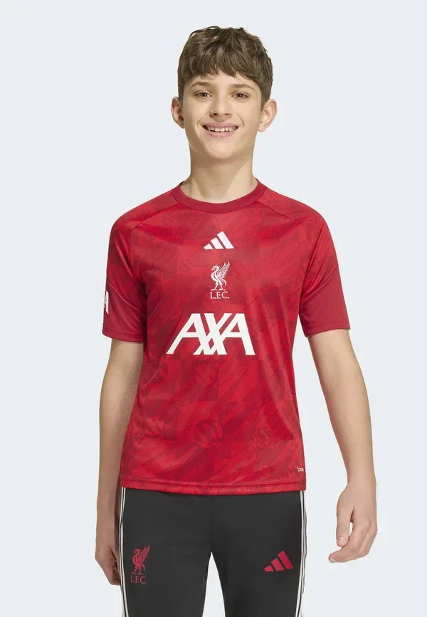 Футболка предматчевая Liverpool FC 26/27, Adidas Performance, активный бордовый/ярко-алый — фото 2