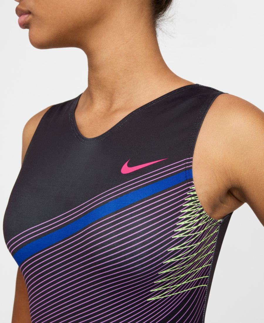 Гимнастический купальник Nike для девочек 7-16 лет с диагональной полосой Nike Gymnastics, Black — фото 4