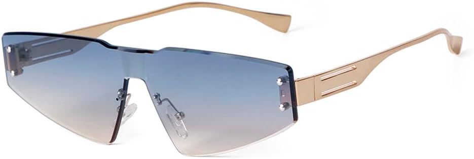 

Модные безрамочные розовые солнцезащитные очки «кошачий глаз» для женщин и мужчин, стильные солнцезащитные очки без оправы с заклепками и защитой от УФ-излучения TKKTLLT, C4