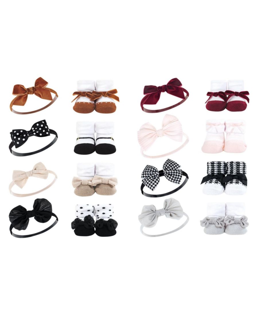 

Набор из 16 предметов: повязка на голову и носки, нежно-розовый цветочный узор Hudson Baby, Black