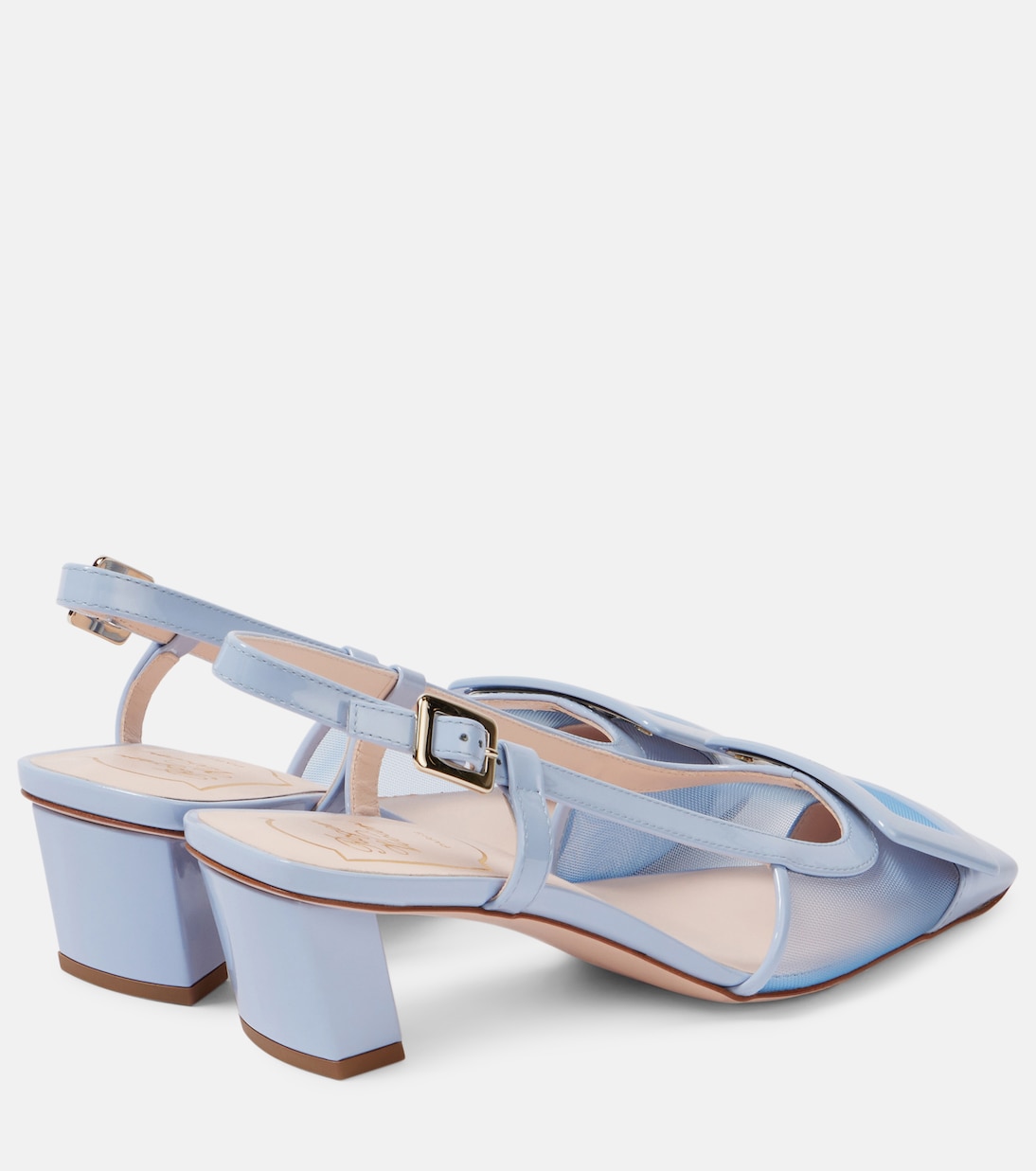 Кожаные туфли Belle Vivier 45 с открытой пяткой Roger Vivier, Celeste Blu — фото 2