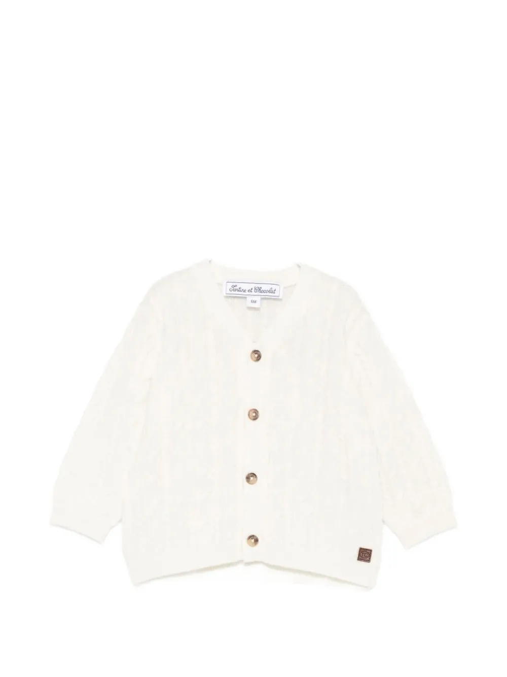 

Кардиган на пуговицах с вязкой «косичка» Tartine Et Chocolat, белый