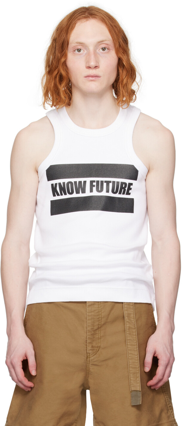 

Белая майка с надписью «Know Future» Sacai