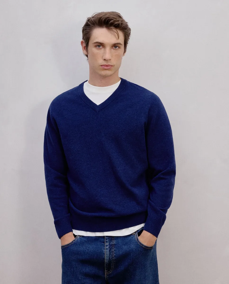 

Мужской свитер с V-образным вырезом Dustin, темно-синий
