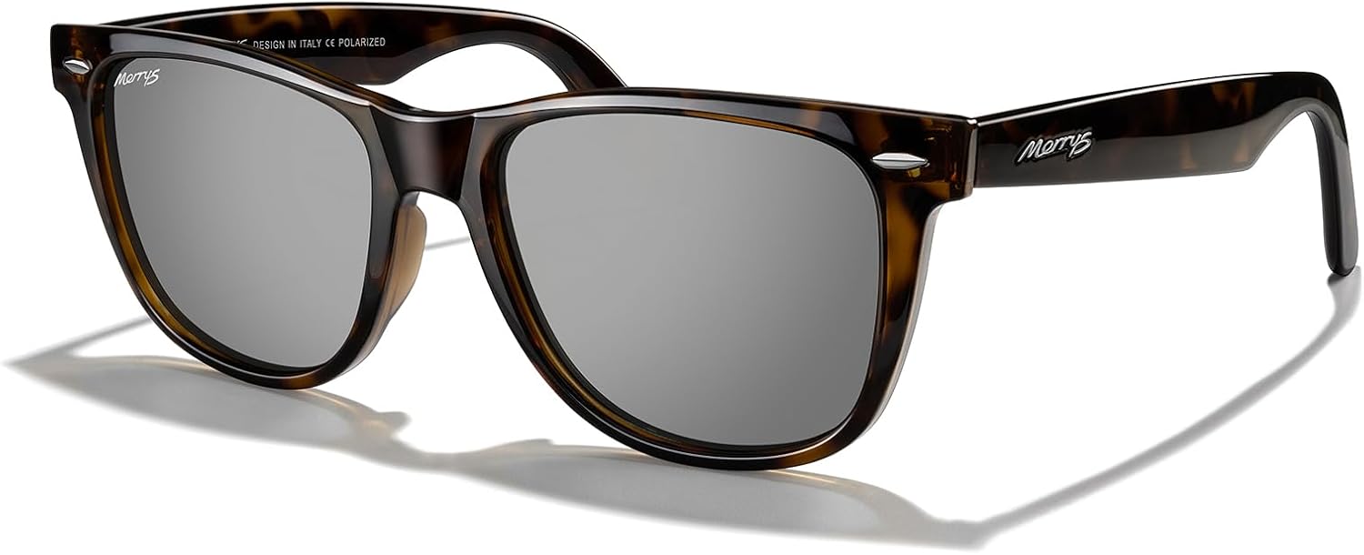 

Классические квадратные поляризованные солнцезащитные очки MERRY для женщин и мужчин, ретро-дизайнерские солнцезащитные очки UV400 S6140 MERRY'S, Leopard Frame/Silver Mirror Lens