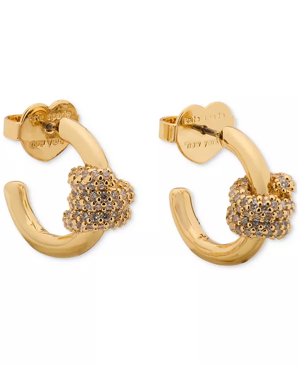

Маленькие серьги-кольца с узелками-паве, 0,62 дюйма Kate Spade New York, clear/gold