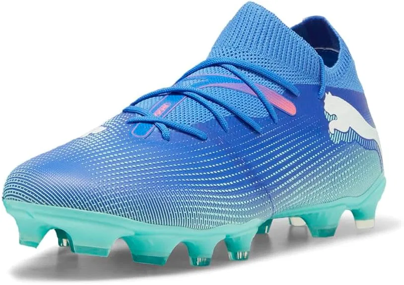 Мужские футбольные бутсы Puma Future 7 Match Fg/AgSoccer, Bluemazing White Electric Peppermint — фото 2