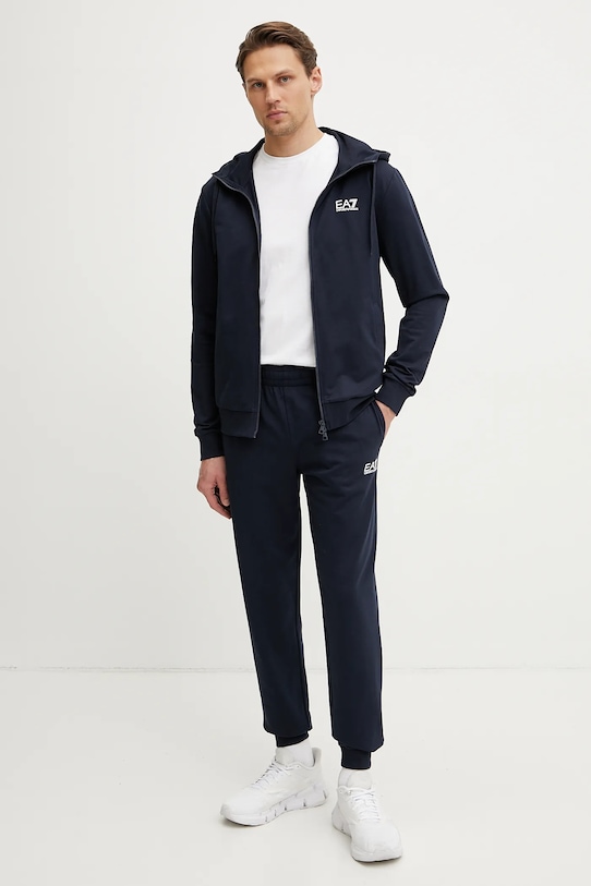 

Хлопковый спортивный костюм Ea7 Emporio Armani, темно-синий