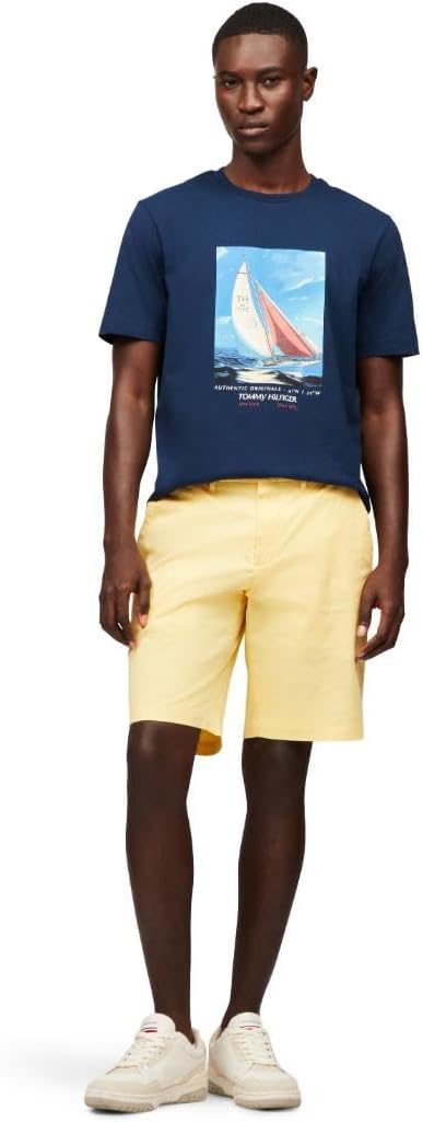 Мужские хлопковые футболки Tommy Hilfiger с коротким рукавом и фотопечатью, Night Sky — фото 4
