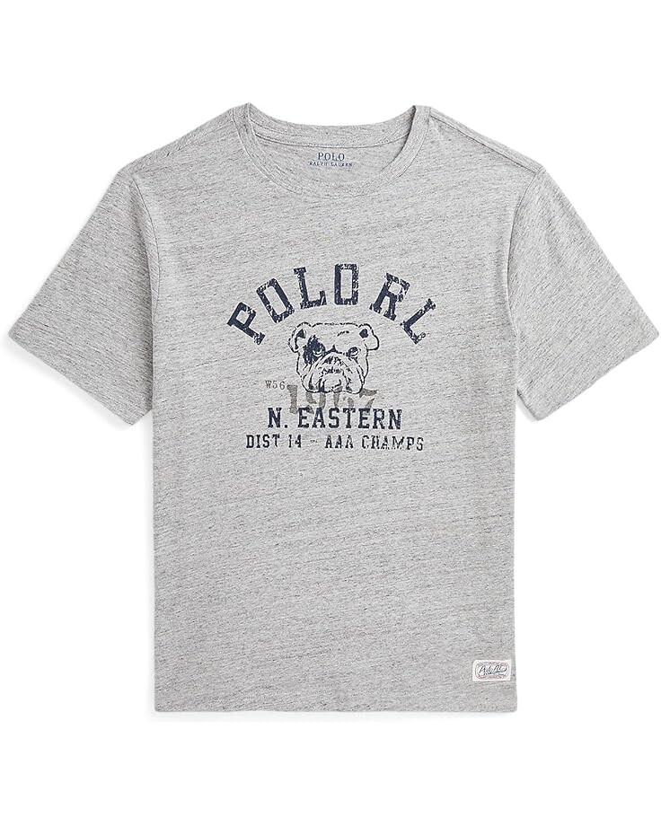 

Футболка Polo Ralph Lauren Kids Cotton Jersey Graphic Tee, цвет Salt & Pepper Heather