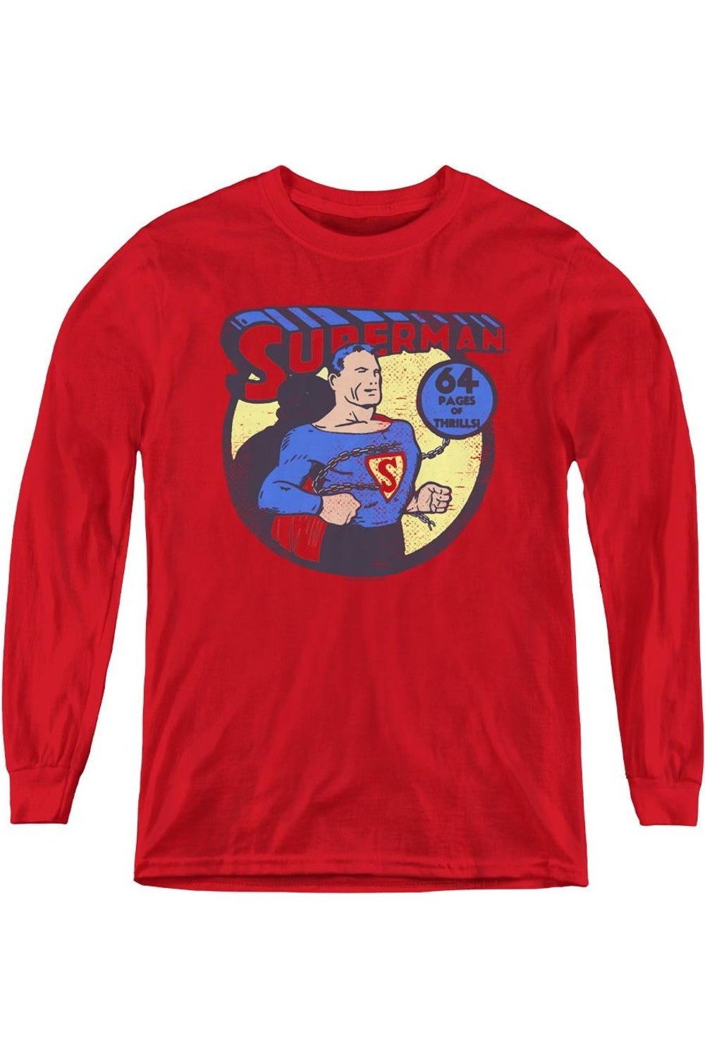 

Футболка с длинным рукавом DC Comics Superman 64 для детей Gildan, красный