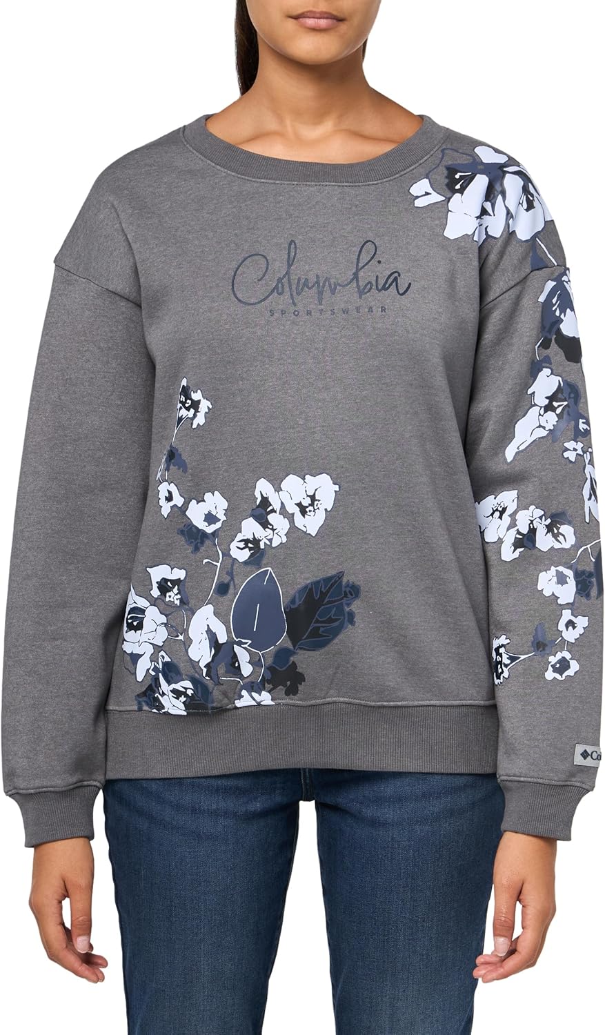 

Columbia Womens Meridian Creek Crew, Columbia Grey Heather/Floral Fancy, Серый, Columbia Womens Meridian Creek Crew, Columbia Grey Heather/Floral Fancy