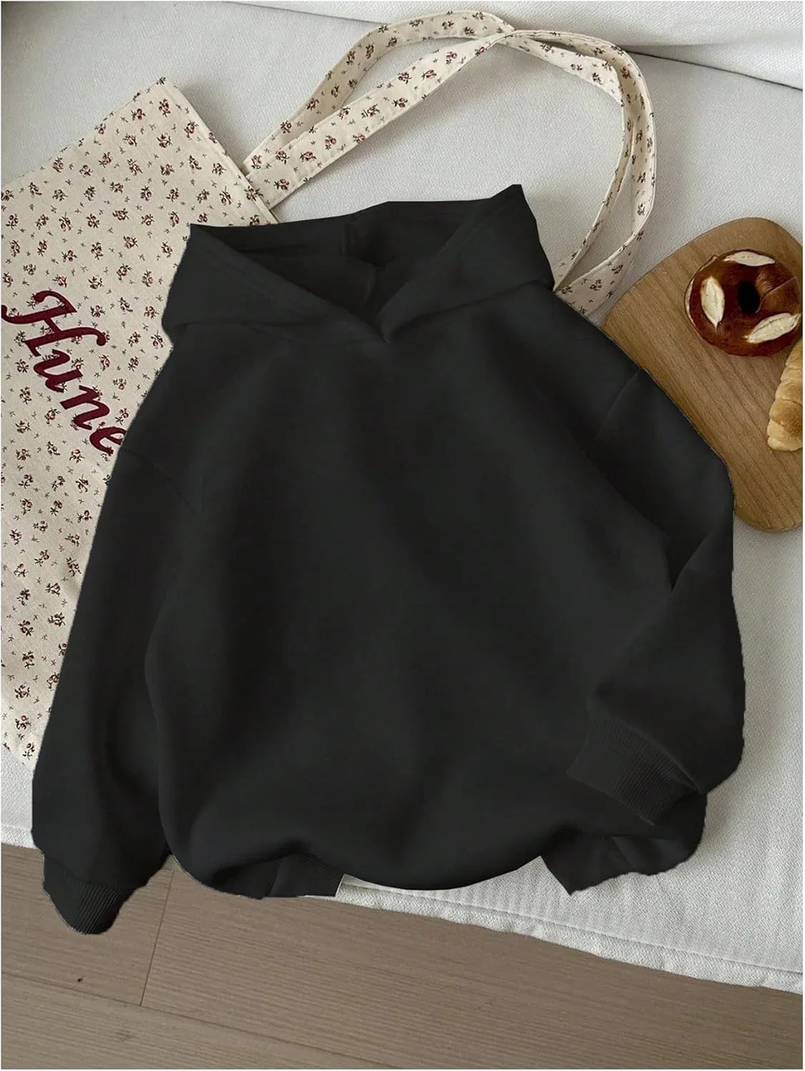 Детская кофта с капюшоном, с принтом, COZYEASE, черный — фото 2