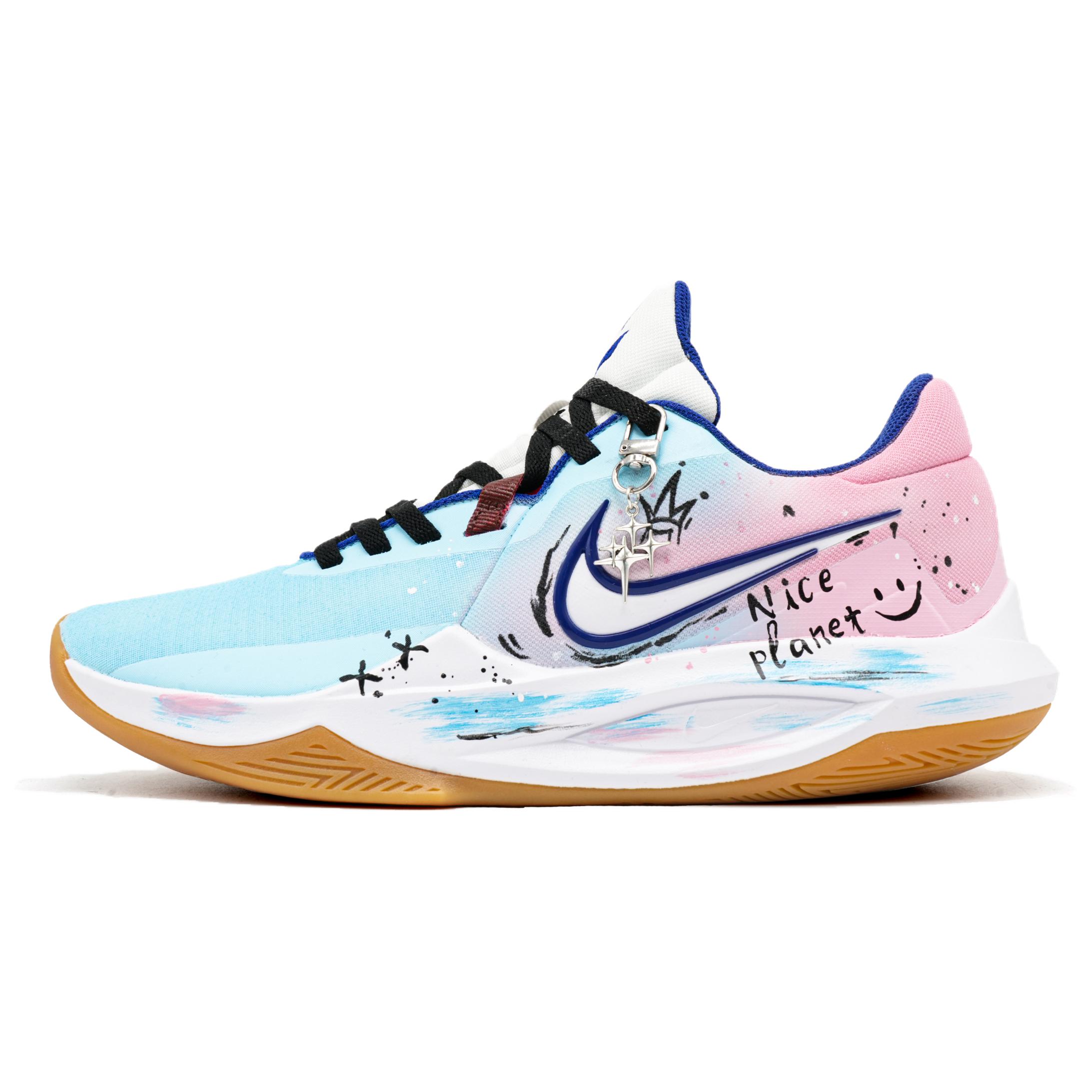 

Nike Точность 6 устойчивые к истиранию суперлегкие низкие баскетбольные кроссовки мужские pink blue