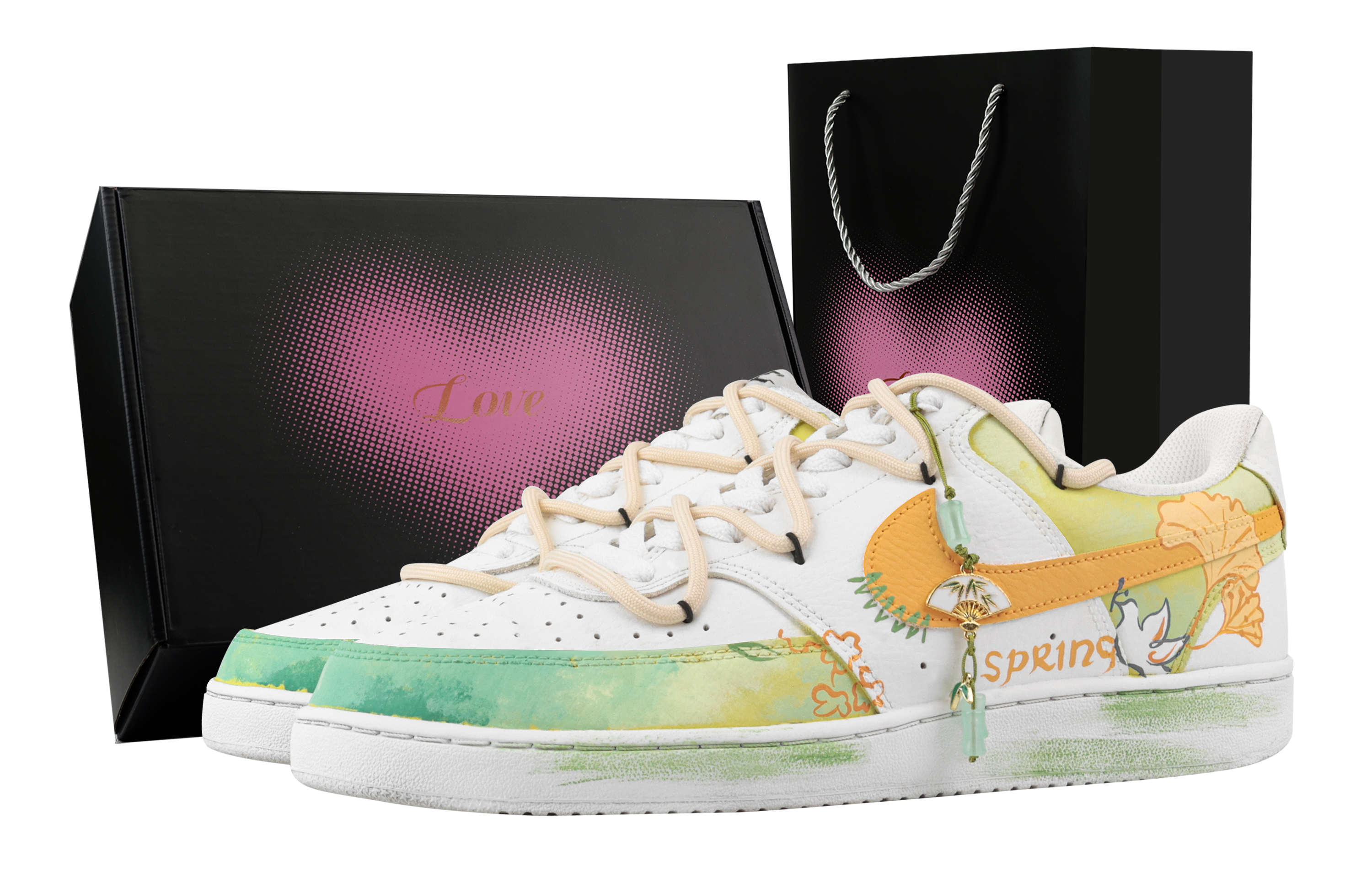 

Nike Кроссовки Court Vision 1 Youthful Vigor, Heart Box, износостойкие, низкие, для скейтбординга, мужские, желтые, белые