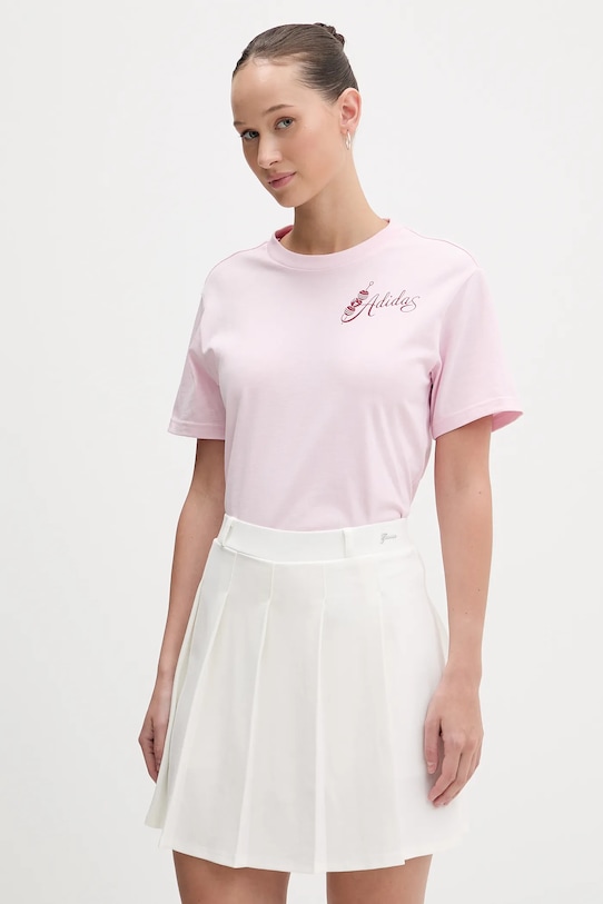 

Хлопковая футболка Adidas, розовый
