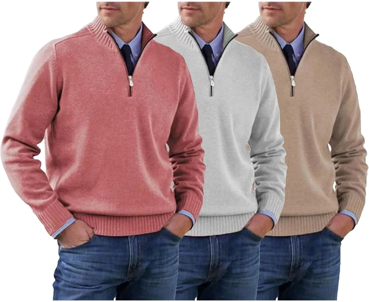 

Мужской полузастегивающийся свитер-поло slim fit SWJGLITTR