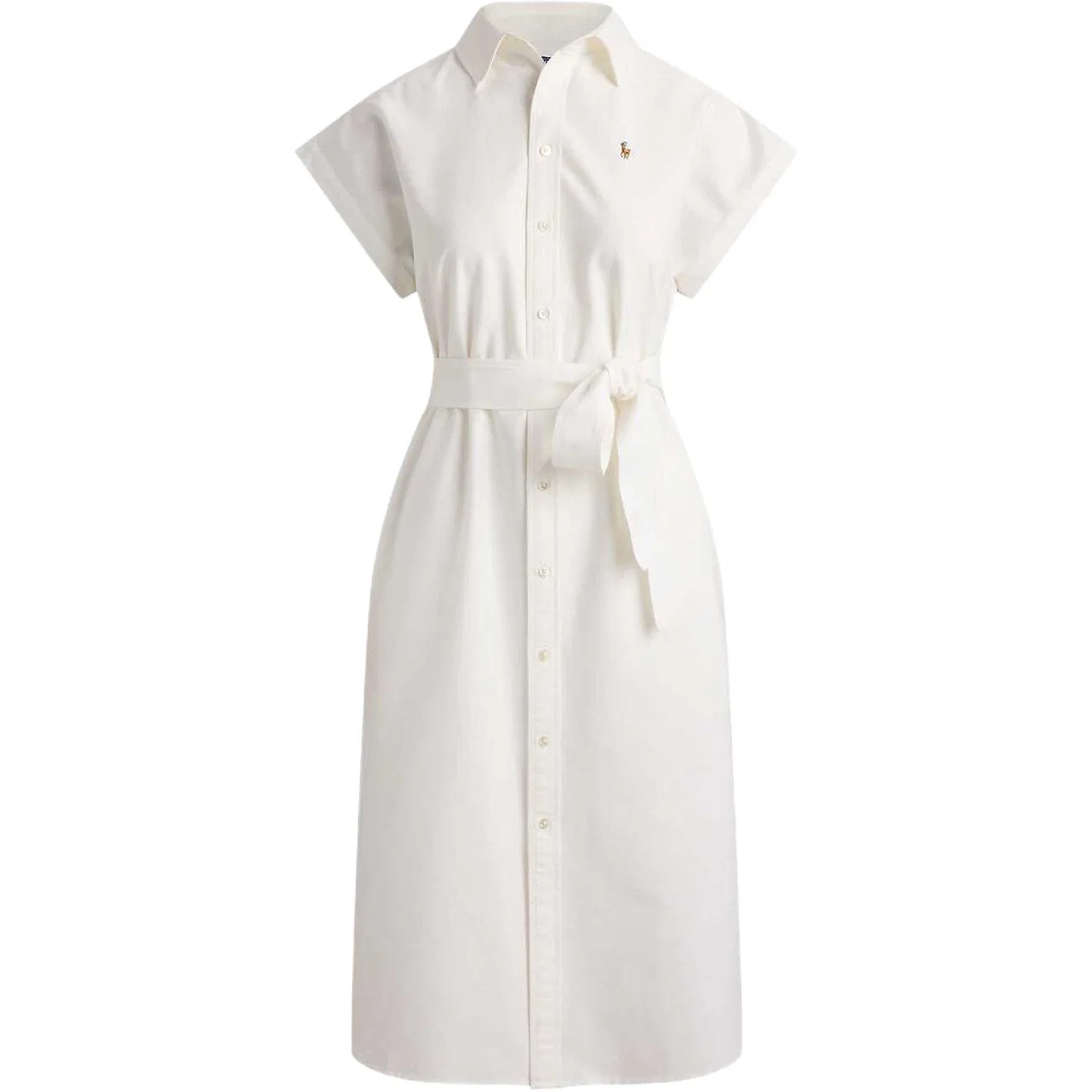 Женское платье свободного кроя с коротким рукавом SS26 Polo Ralph Lauren, White