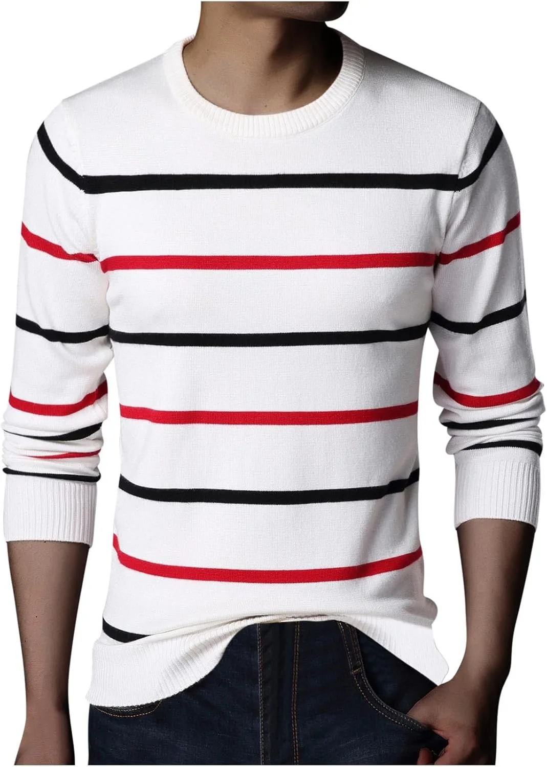 

Мужской свитер Dgoopd с полосками и цветными блоками, теплый