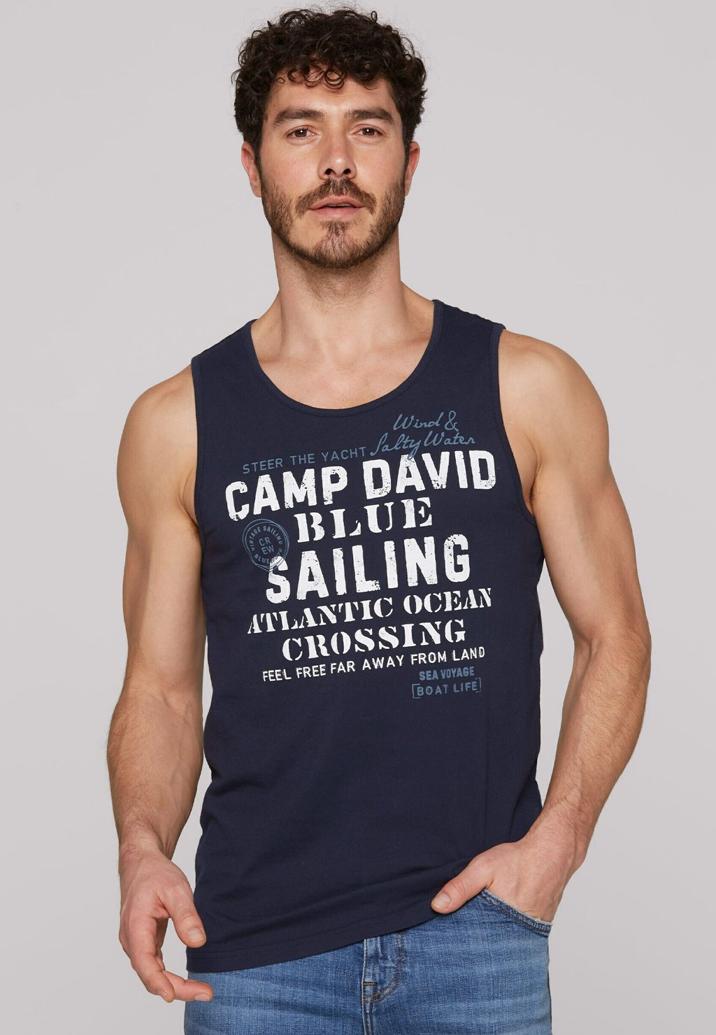

Майка MUSKELST MIT SAILING PRINT Camp David, темно-синий