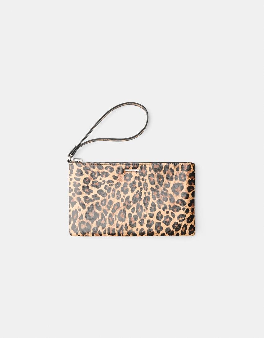 

Кошелек с животным принтом Bershka, коричневый