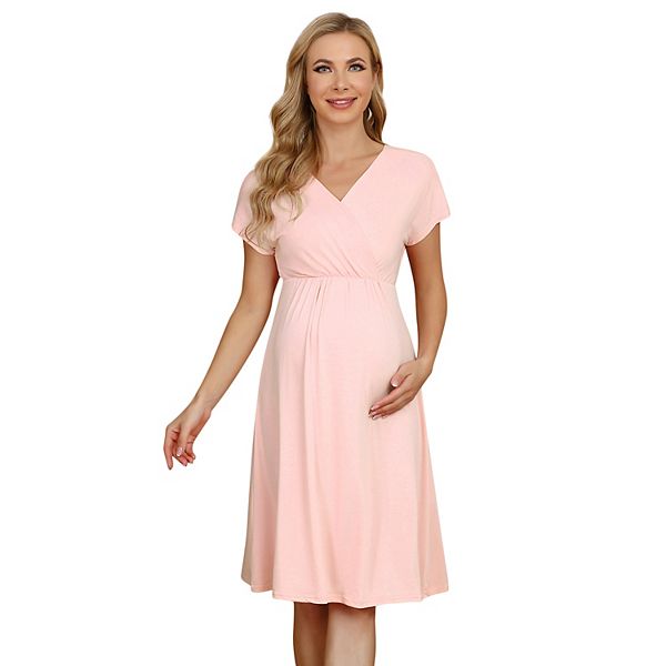 

Летнее платье для беременных и кормящих женщин a-line v-neck для бэби-шауэра миди Seoria, Light Apricot