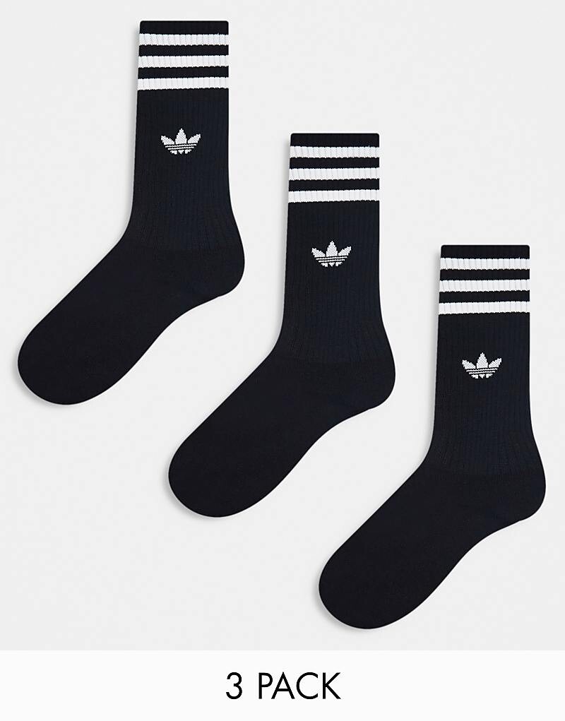 

Набор из трех черных однотонных носков adidas Originals