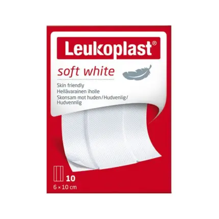 

Мягкие белые повязки Leukoplast 10 x 10 см, слабоадгезивные подушечки для ран