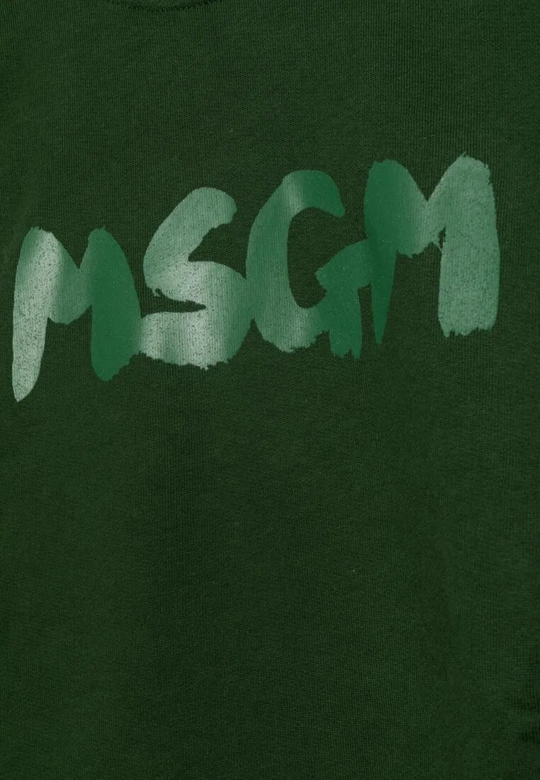 Свитшот хлопковый, Kids Msgm, зеленый — фото 2