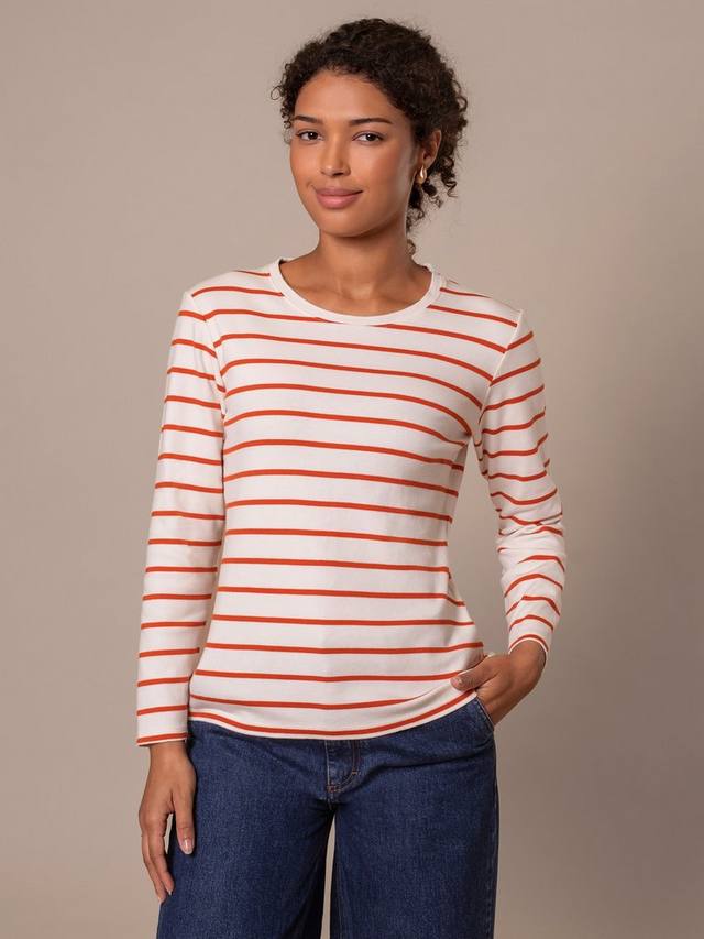 

Бретонский топ с длинными рукавами в полоску Celtic & Co., Chalk/Burnt Orange