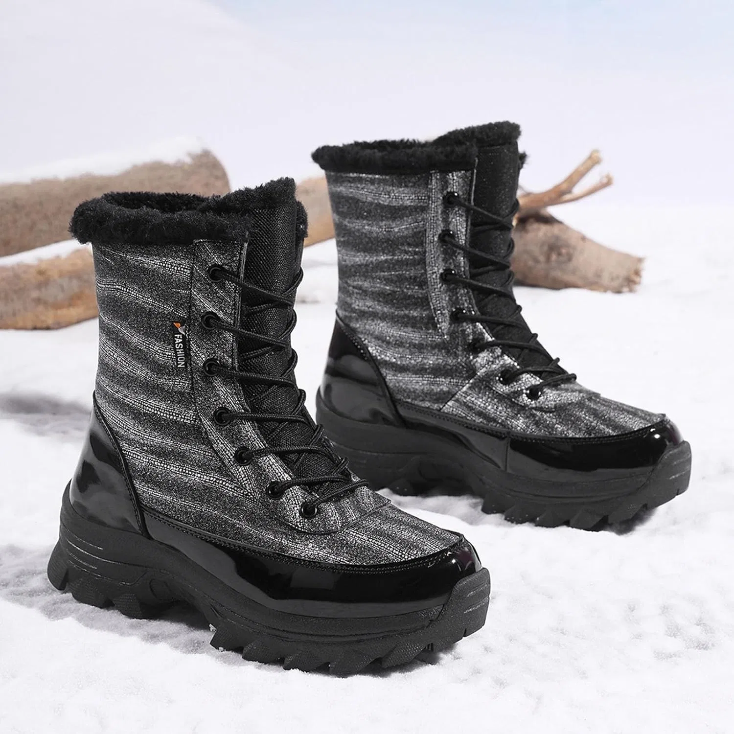 Ботинки Winterlicher Damenschuh Isolierend Gefüttert Wasserdicht Griffige Sohle Comfortabler Halt Dank Strapazierfähigem Design Für Alltag Reisen Weiße Herren Hallux Valgus Schuhe Damen WVONIF, Schwarz — фото 3