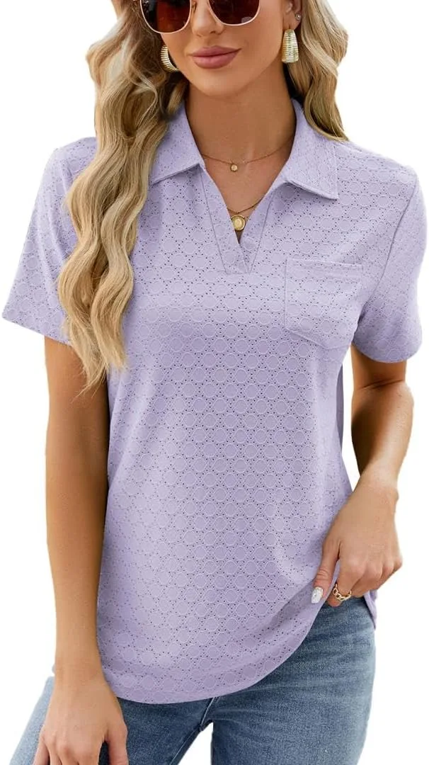 

Летние топы для женщин Casual с лацканом и карманом