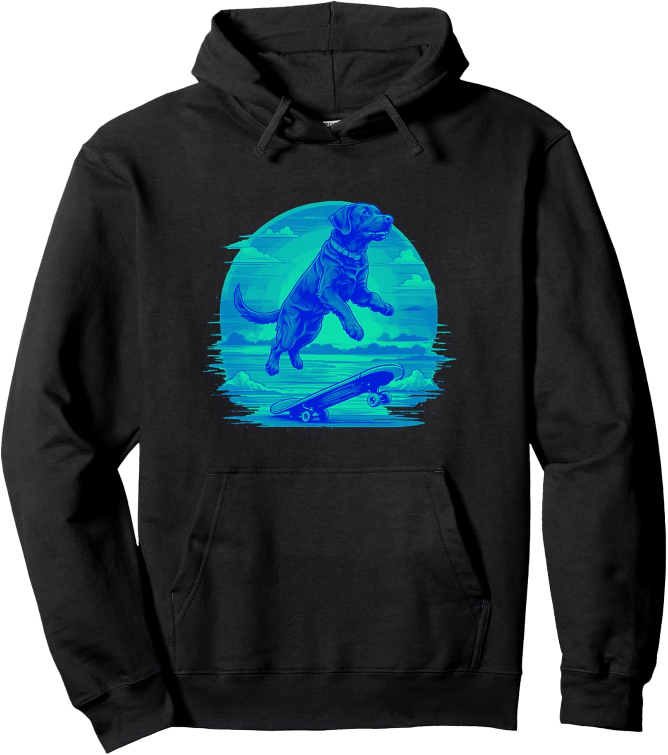 

Худи Cooler Black Labrador Retriever Dog Olli Jump Skate Beach Hoodie Skater Dog Cartoon Black Labrador On Skateboard, черный