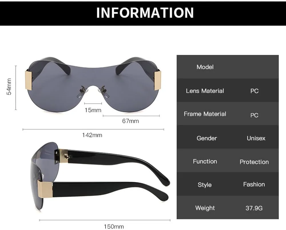 

Модные роскошные солнцезащитные очки большого размера без оправы, цельные, для женщин и мужчин, в винтажном панк-стиле, трендовые очки, SUN2974 Generic, Leopard Tea