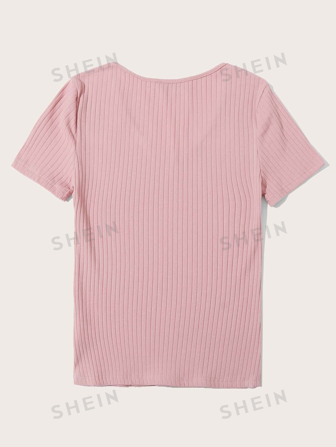

Футболка трикотажная Shein Essnce в рубчик, розовый