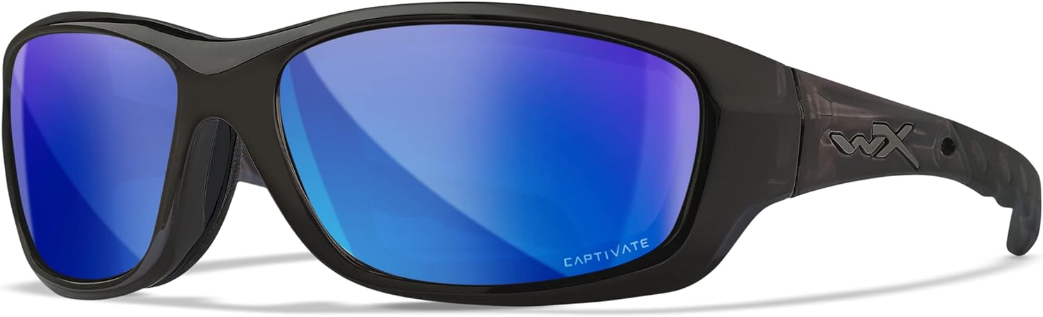 

Поляризованные солнцезащитные очки Wiley X WX Gravity Captivate, защитные очки для мужчин и женщин, защита глаз от УФ-излучения для рыбалки, черная оправа с кристаллами, линзы с синим зеркальным покрытием