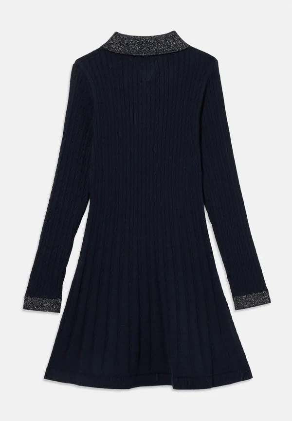 Платье-Комбинезон мини-кройной вязки с блестками Tommy Hilfiger, Dark Night Navy — фото 2