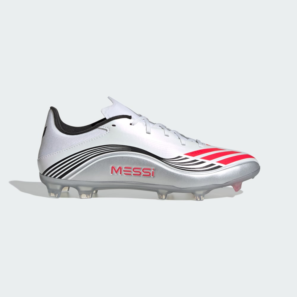 Бутсы Adidas F50 Messi League Firm/Multi-Ground Cleats, цвет Cloud White/Lucid Red/Silver Metallic — фото 2