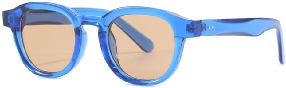 

Модные круглые солнцезащитные очки для женщин в стиле ретро с прозрачной оправой и линзами цвета океана, защита от УФ-излучения UV400, мужские солнцезащитные очки с заклепками для вечеринок и пляжа TVTBBVV, Blue