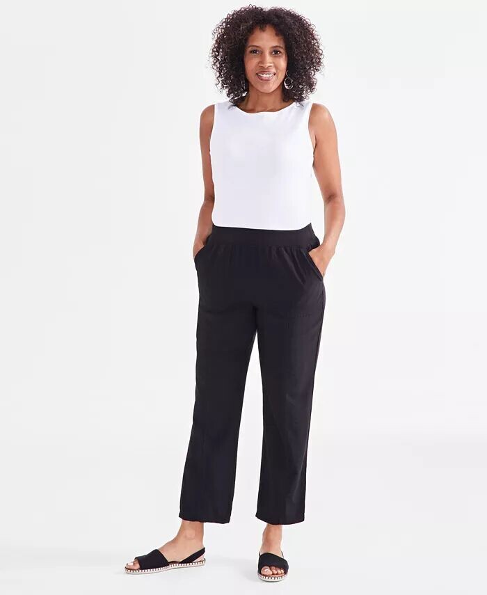 

Брюки до щиколотки Petite со средней посадкой Style & Co, черный
