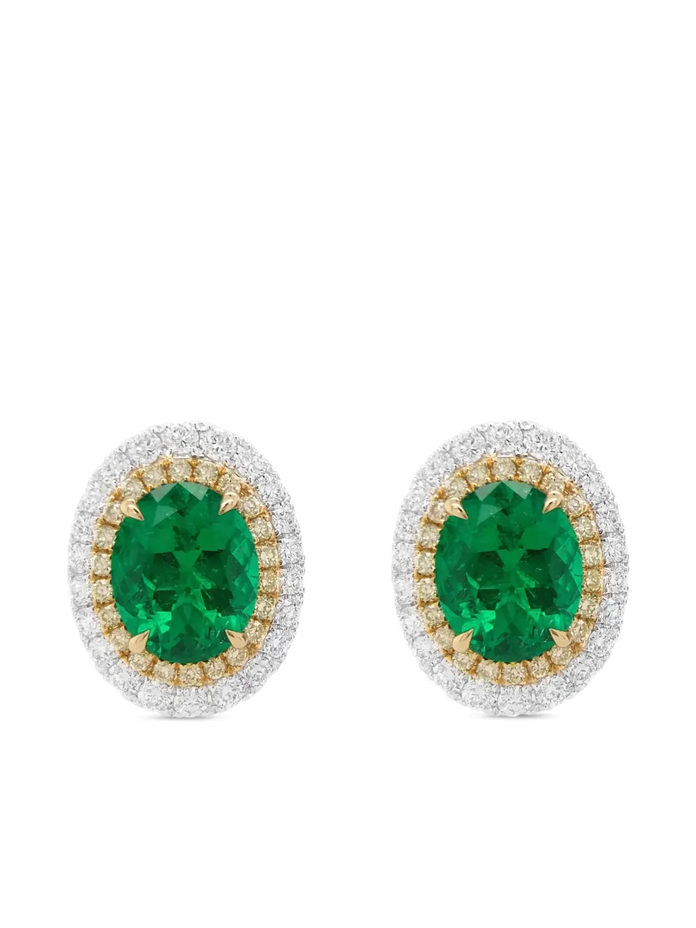 

Серьги из белого золота с бриллиантами и изумрудами HYT Jewelry, серебяный