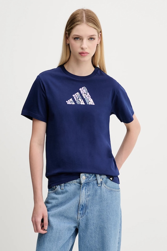 

Хлопковая футболка Adidas, темно-синий