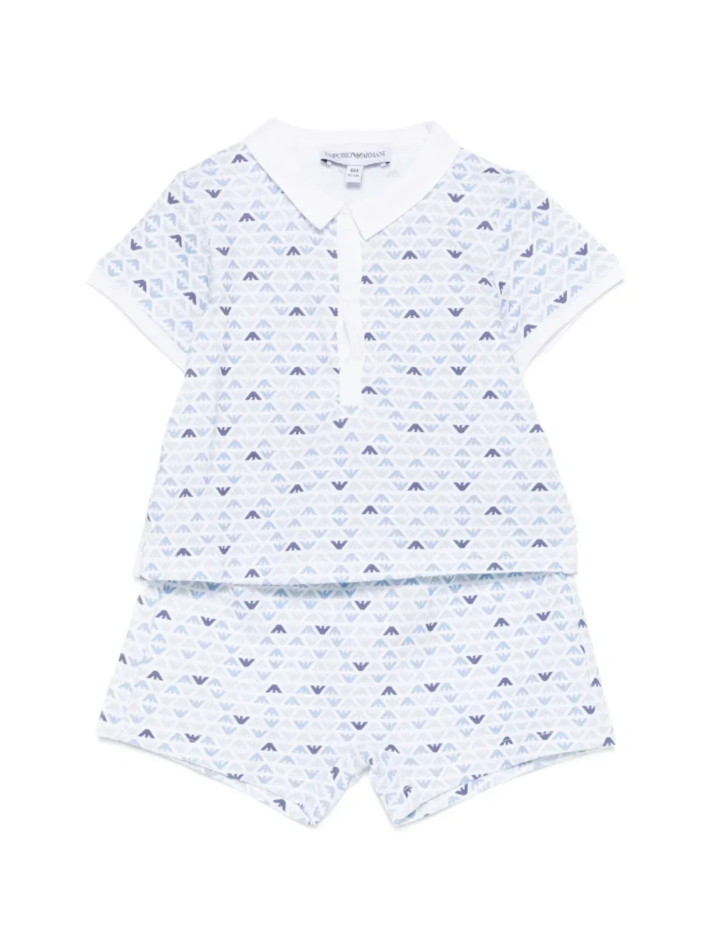 Комплект из шорт и рубашки с воротником-поло и принтом Emporio Armani Kids, белый