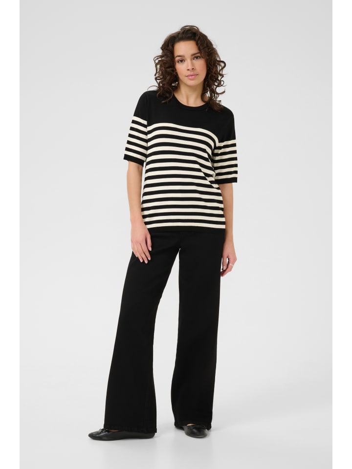 

Kaffe Вязаный свитер KAliza прямого кроя, черно-голубиная полосатая расцветка