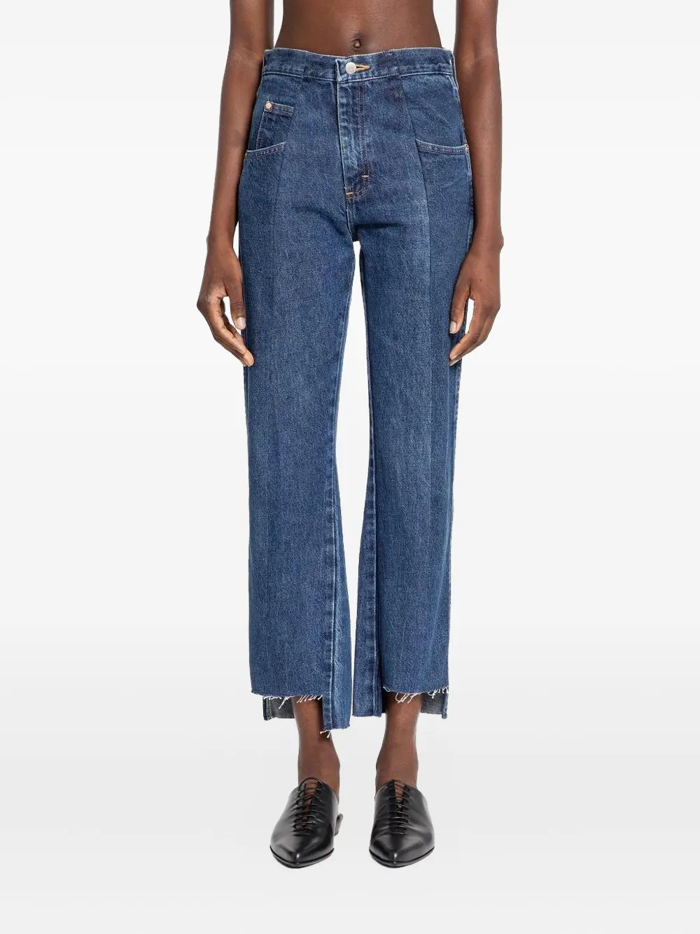 

Джинсы с панельным дизайном и необработанным краем E.L.V DENIM, синий