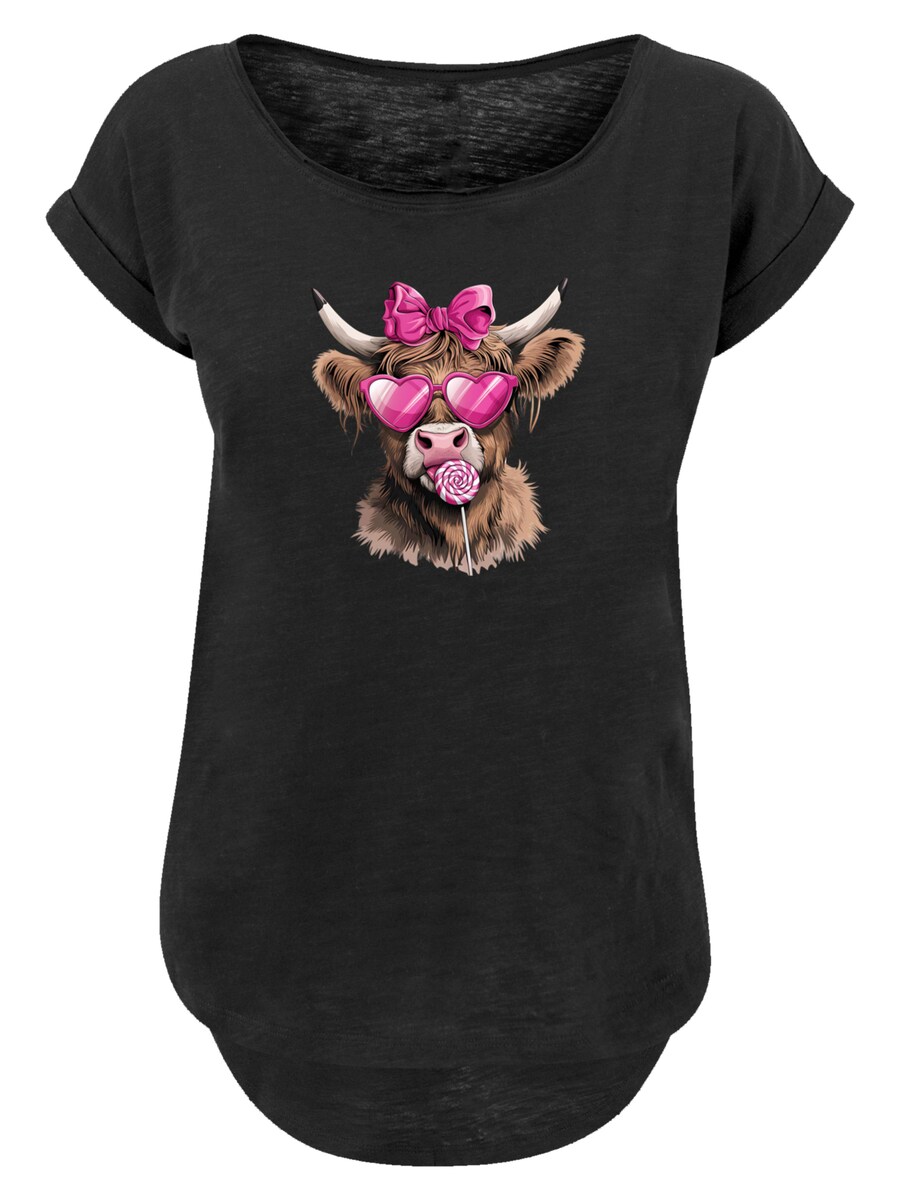 

Рубашка F4NT4STIC Highland Cow Valentinstag Sonnenbrille, черный