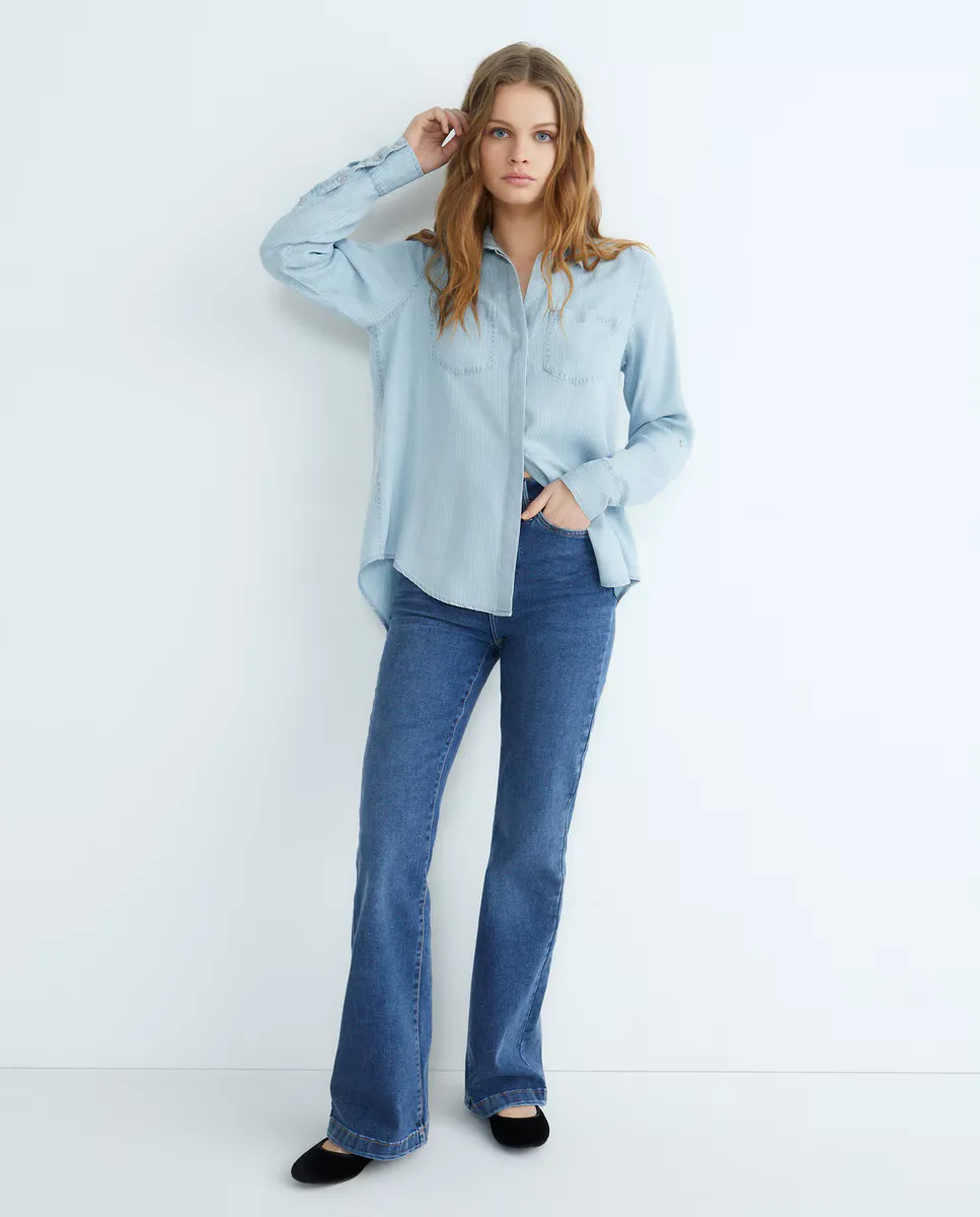 

Женская рубашка на пуговицах с длинными рукавами Dkny Jeans, синий