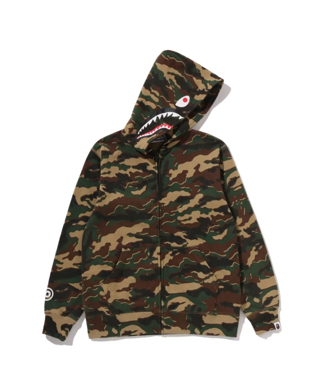 Худи-зипка с капюшоном GLITCH WOODLAND CAMO SHARK A BATHING APE, зелёное