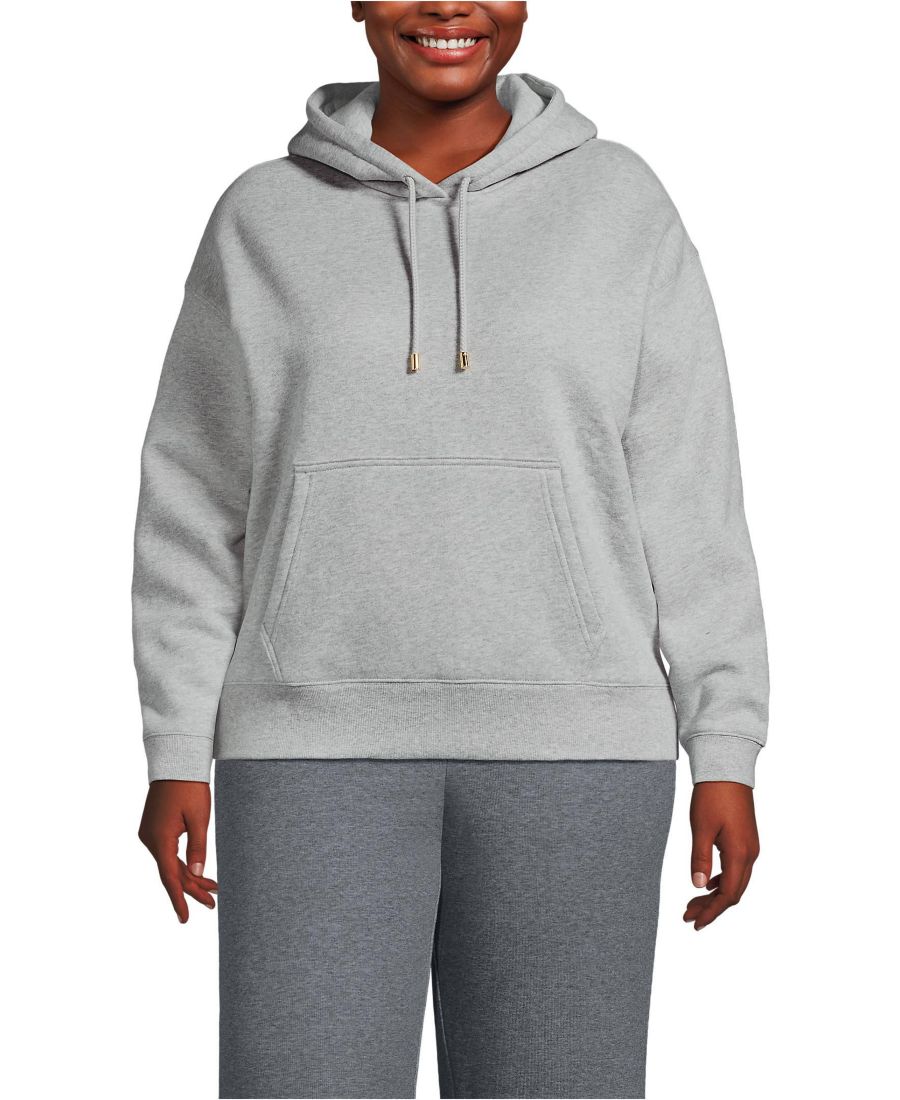

Толстовка с капюшоном Serious Sweats больших размеров Lands' End, Gray heather
